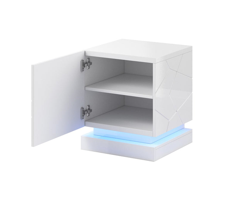 QIU bedside table 2 pcs. 46x41.5x53 cm white glossy/white glossy