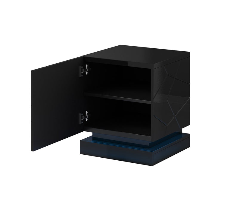 QIU bedside table 2 pcs. 46x41.5x53 cm black gloss/black gloss