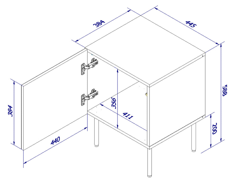 Bedside table 2 pcs. PALAZZO 44.5x40x59 black + oak craft