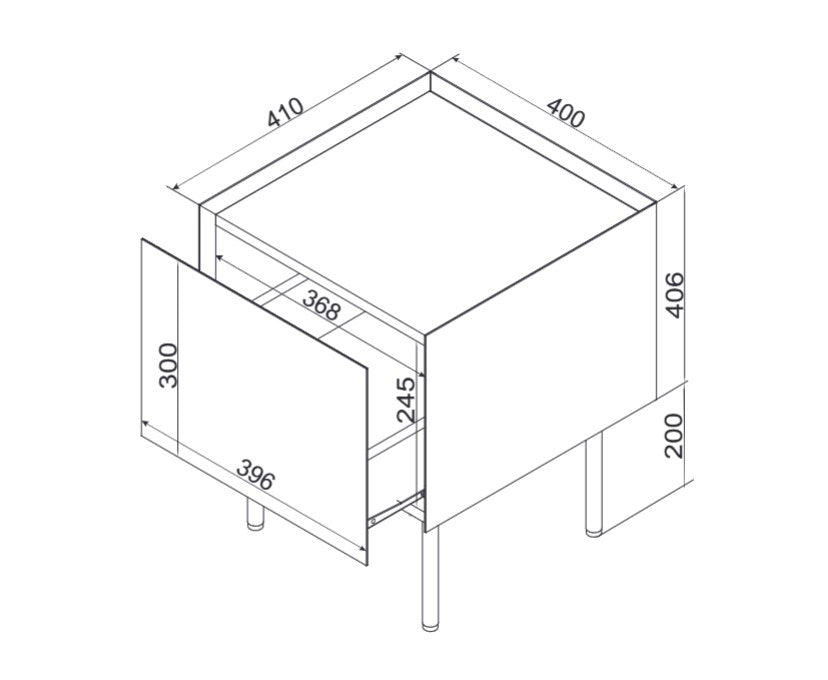 Cama Bedside table, 2 pcs. FELLINI 40x41x60 olive + oiled oak top