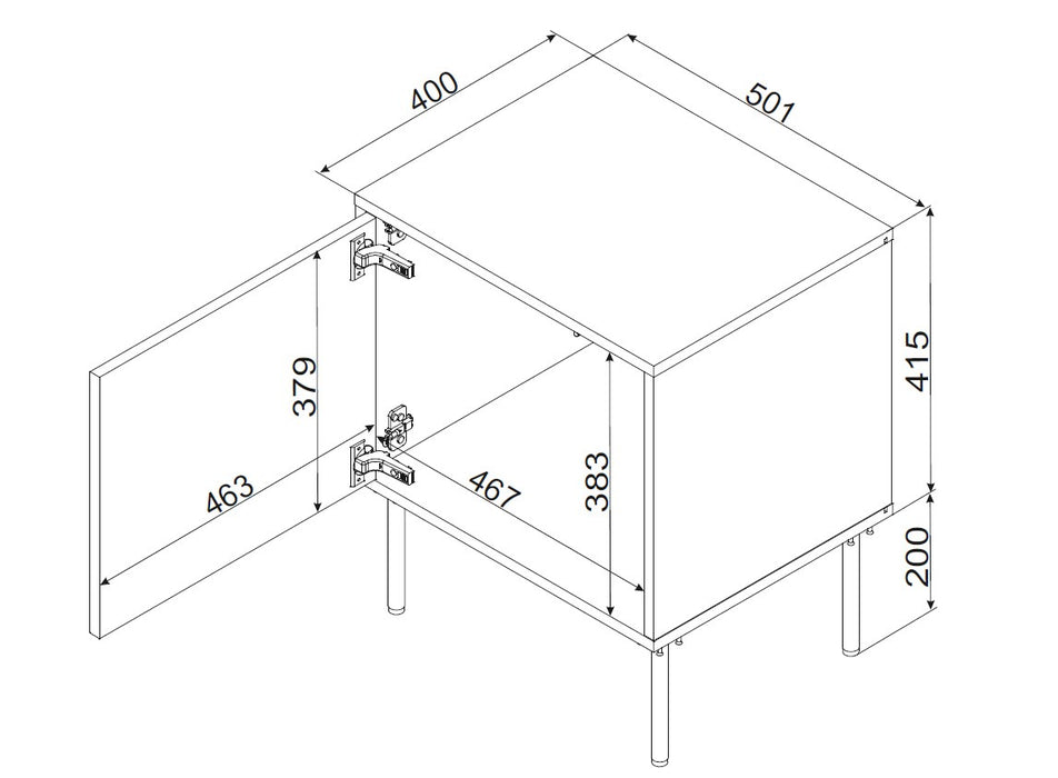 Cama Bedside cabinet, 2 pcs. INSERTO 50x40x61.5 cashmere + LED