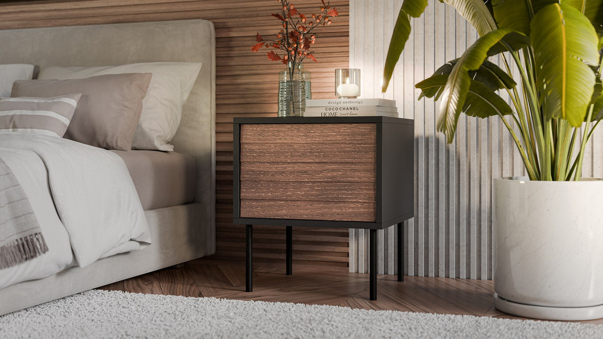 Bedside cabinet, 2 pcs. CORTINA 45x40x51 black/walnut