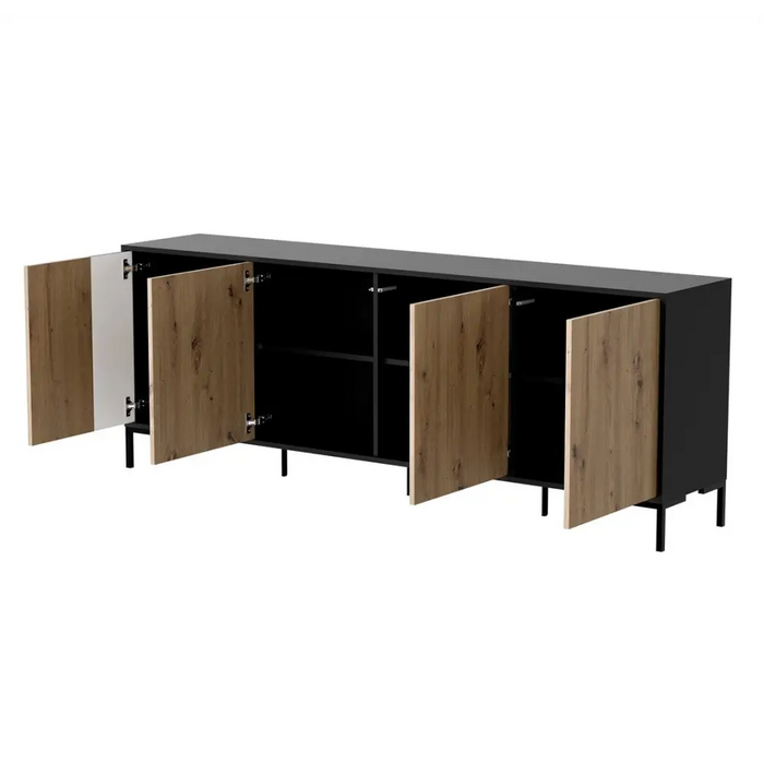 Cama MERCI chest of drawers 200 x 40 x 74 cm black/artisan oak - Chests of drawers made of furniture