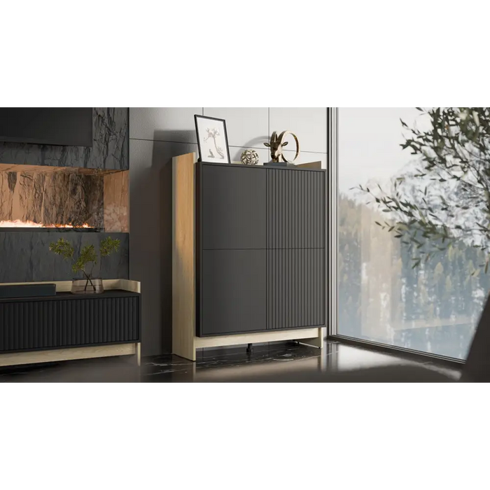 Cama PORTO chest of drawers 100x38x130 oak/black - Chests of drawers made of furniture