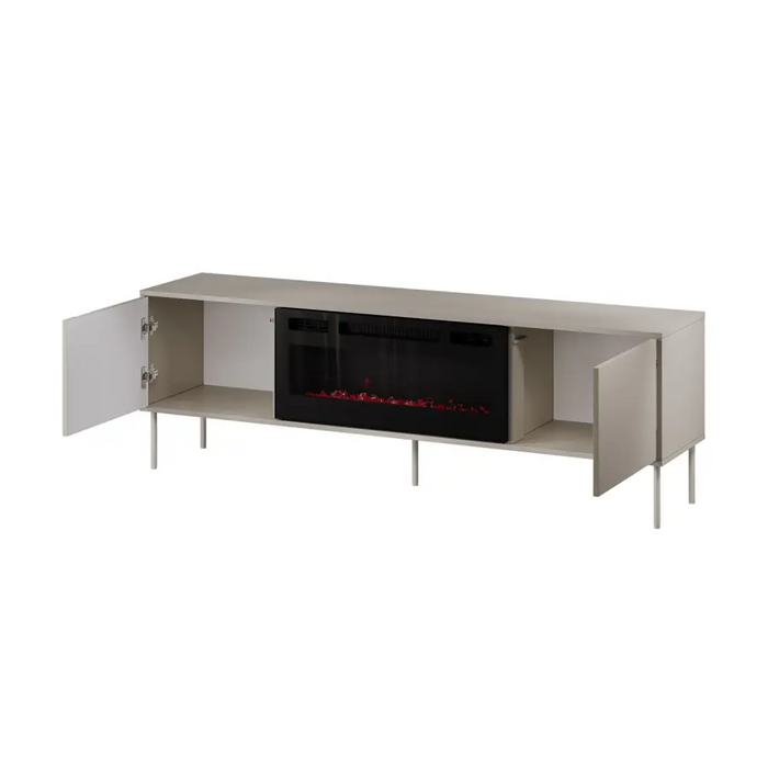 Cama RTV cabinet EF + fireplace black TRESSE 180x40x54.5 cashmere matt - TV cabinets made of furniture
