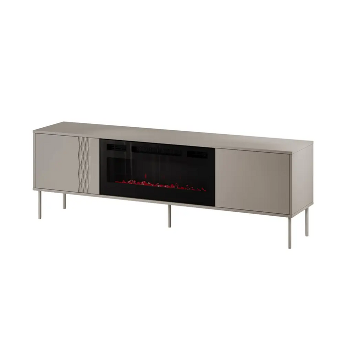 Cama RTV cabinet EF + fireplace black TRESSE 180x40x54.5 cashmere matt - TV cabinets made of furniture