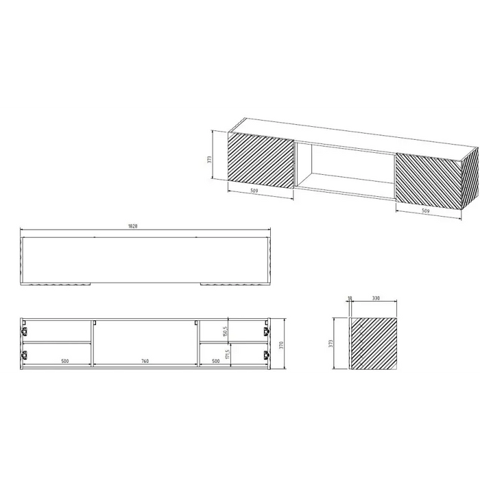Cama RTV cabinet LARA 183x35x37 white matt + white mantelpiece - TV cabinets made of furniture boardSTV-ZPM<<<TV