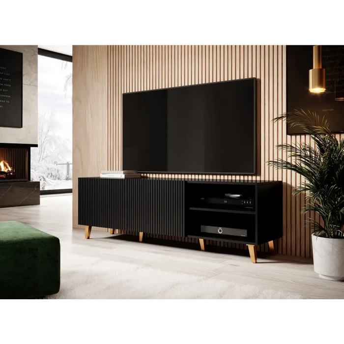 Cama RTV cabinet PAFOS 150x42x52 Black matt - TV cabinets made of furniture boardSTV-ZPM<<<TV cabinetsSTV<<<ActionPL