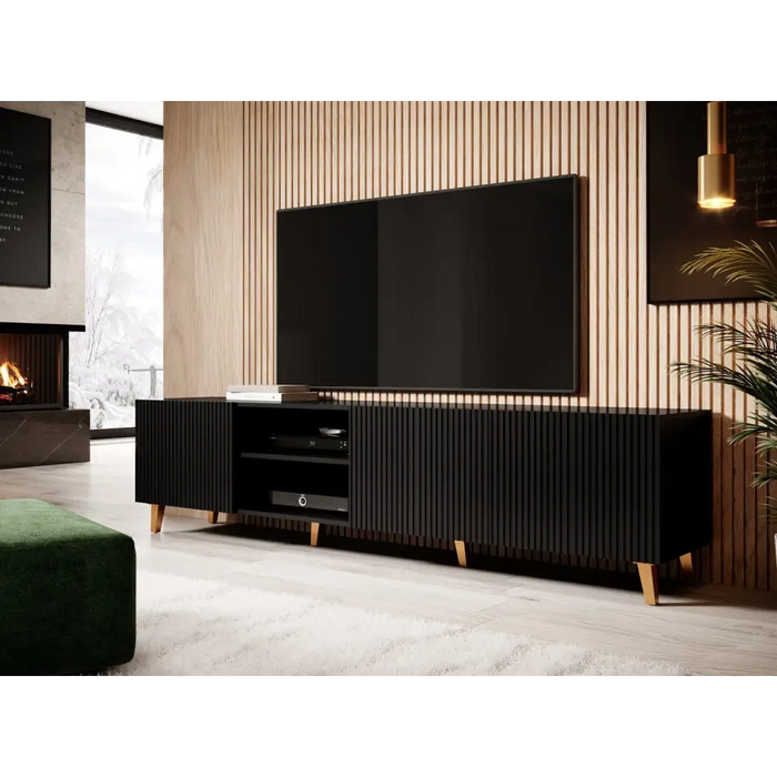 Cama RTV cabinet PAFOS 200x42x52 Black matt - TV cabinets made of furniture boardSTV-ZPM<<<TV cabinetsSTV<<<ActionPL