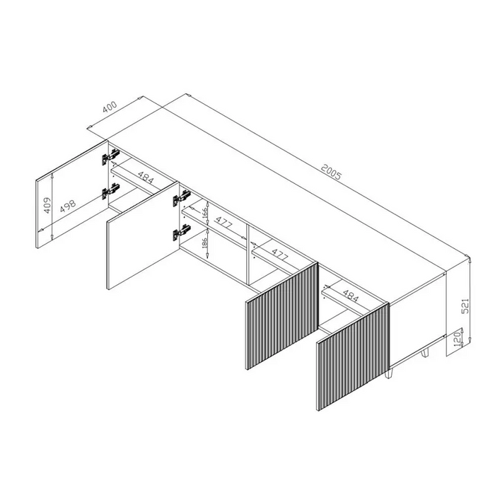 Cama RTV cabinet PAFOS 200x42x52 Black matt - TV cabinets made of furniture boardSTV-ZPM<<<TV cabinetsSTV<<<ActionPL