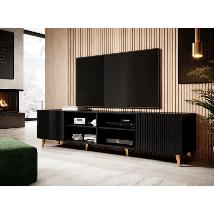 Cama RTV cabinet PAFOS 200x42x52 Black matt - TV cabinets made of furniture boardSTV-ZPM<<<TV cabinetsSTV<<<ActionPL