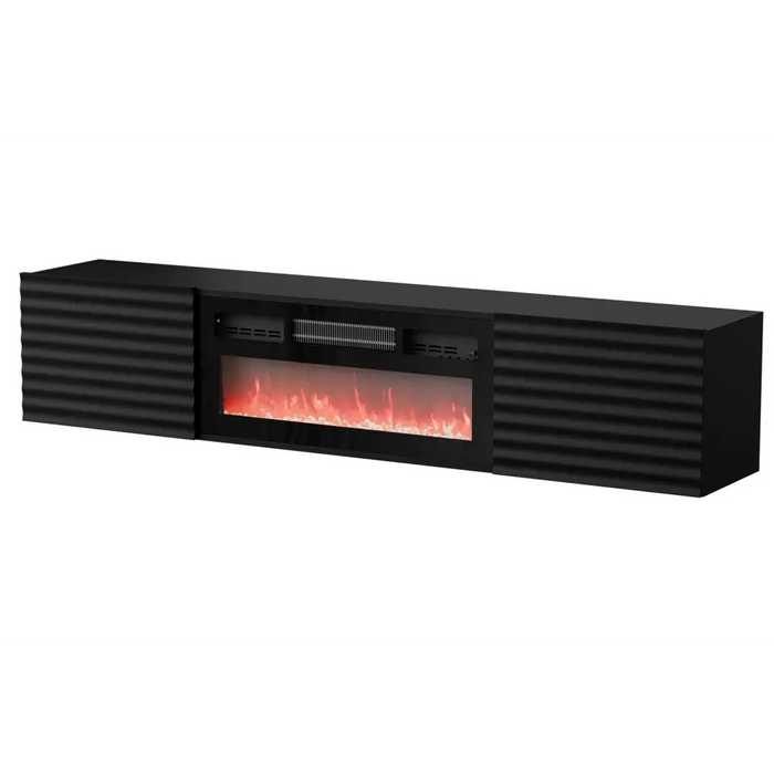 Cama RTV cabinet TULA 183x35x37 black matt + black fireplace - TV cabinets made of furniture boardSTV-ZPM<<<TV