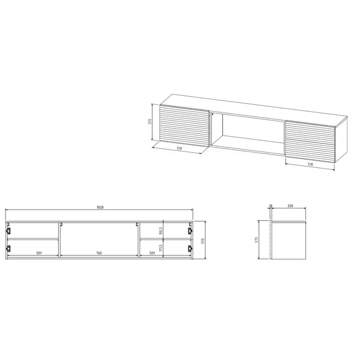 Cama RTV Cabinet TULA 183x35x37 white matt + white mantelpiece - TV cabinets made of furniture boardSTV-ZPM<<<TV