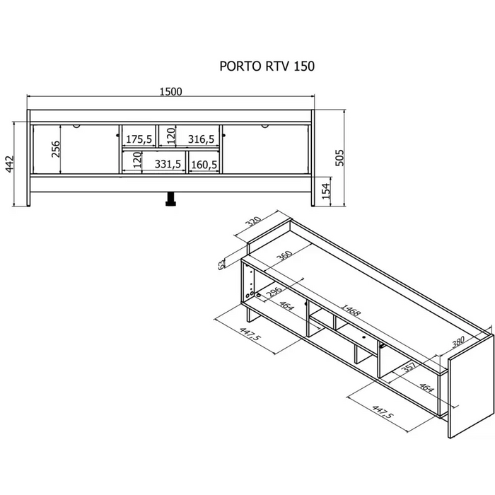 Cama RTV PORTO 2D cabinet 150x38x50 oak/black - TV cabinets made of furniture boardSTV-ZPM<<<TV cabinetsSTV<<<ActionPL
