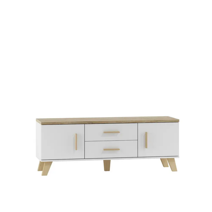 Cama RTV stand LOTTA 140cm white + sonoma oak - TV cabinets made of furniture boardSTV-ZPM<<<TV cabinetsSTV<<<ActionPL