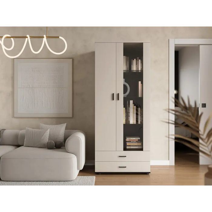 Cama S6 SOHO display cabinet 80x41x192 cashmere + black - Buffets and display cabinets on a wooden