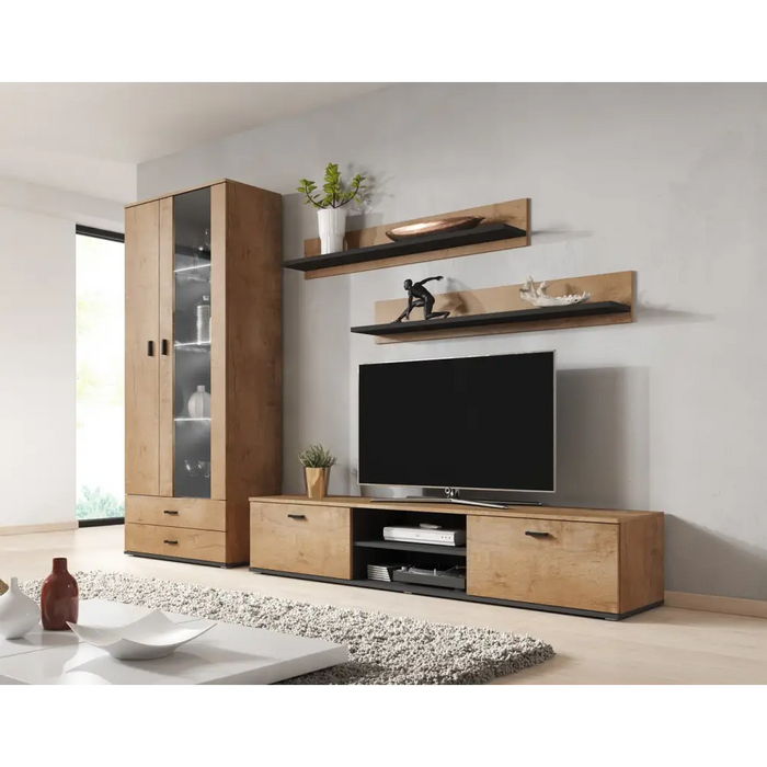 Cama set of two shelves 125cm SOHO lefkas oak/black - Furniture wooden shelvesPOL-DRE<<<Furniture shelvesPOL<<<ActionPL