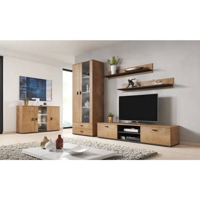Cama set of two shelves 125cm SOHO lefkas oak/black - Furniture wooden shelvesPOL-DRE<<<Furniture shelvesPOL<<<ActionPL