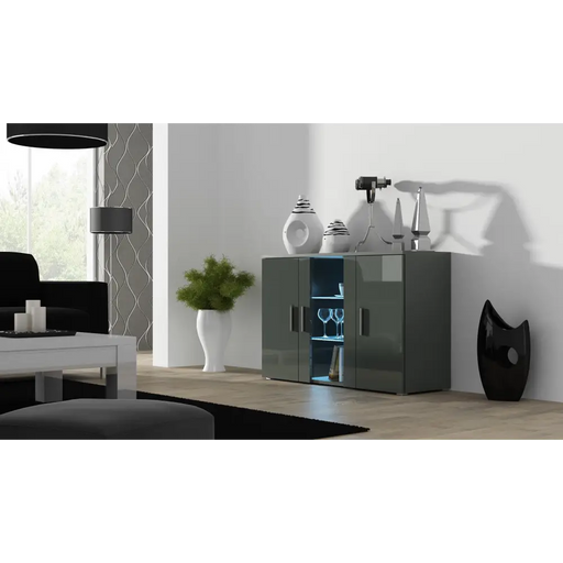 Cama sideboard 120 cm SOHO S7 grey/grey gloss - Chests of drawers made of furniture boardKOY-ZPM<<<ChestsKOY<<<ActionPL
