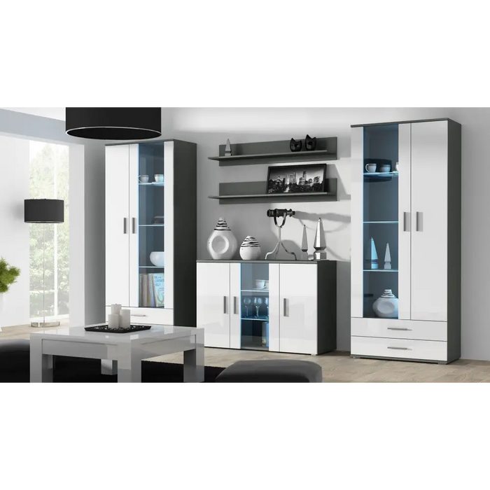 Cama sideboard 120 cm SOHO S7 grey/white gloss - Chests of drawers made of furniture boardKOY-ZPM<<<ChestsKOY<<<ActionPL