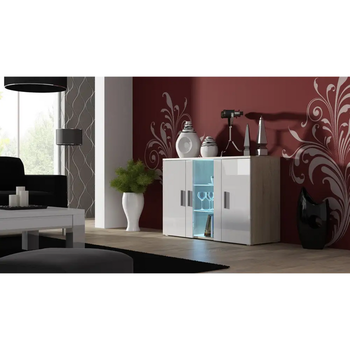 Cama sideboard 120 cm SOHO S7 sonoma oak/white gloss - Chests of drawers made of furniture