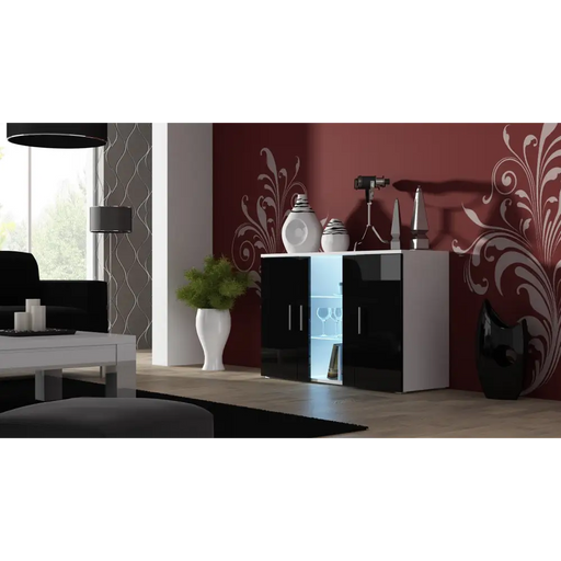 Cama sideboard 120 cm SOHO S7 white/black gloss - Chests of drawers made of furniture