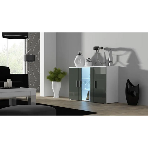 Cama sideboard 120 cm SOHO S7 white/grey gloss - Chests of drawers made of furniture boardKOY-ZPM<<<ChestsKOY<<<ActionPL
