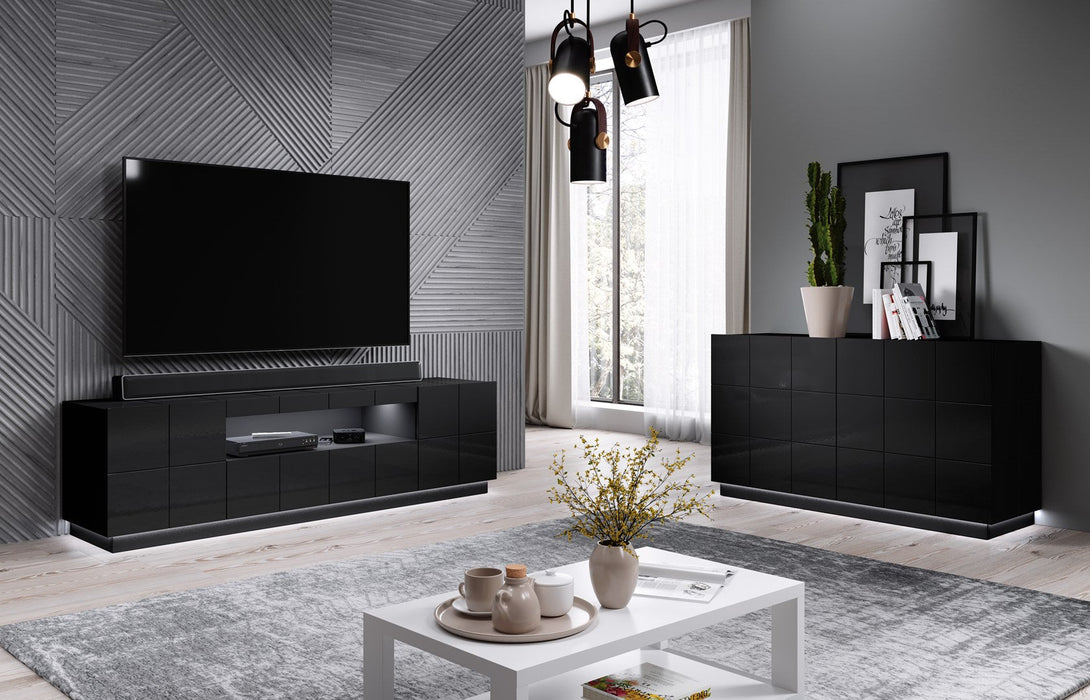 Cama sideboard 2D REJA black gloss/black gloss - Chests of drawers made of furniture boardKOY-ZPM<<<ChestsKOY<<<ActionPL