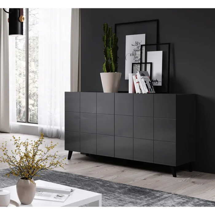 Cama sideboard 2D REJA graphite grey gloss/graphite grey gloss - Chests of drawers made of furniture