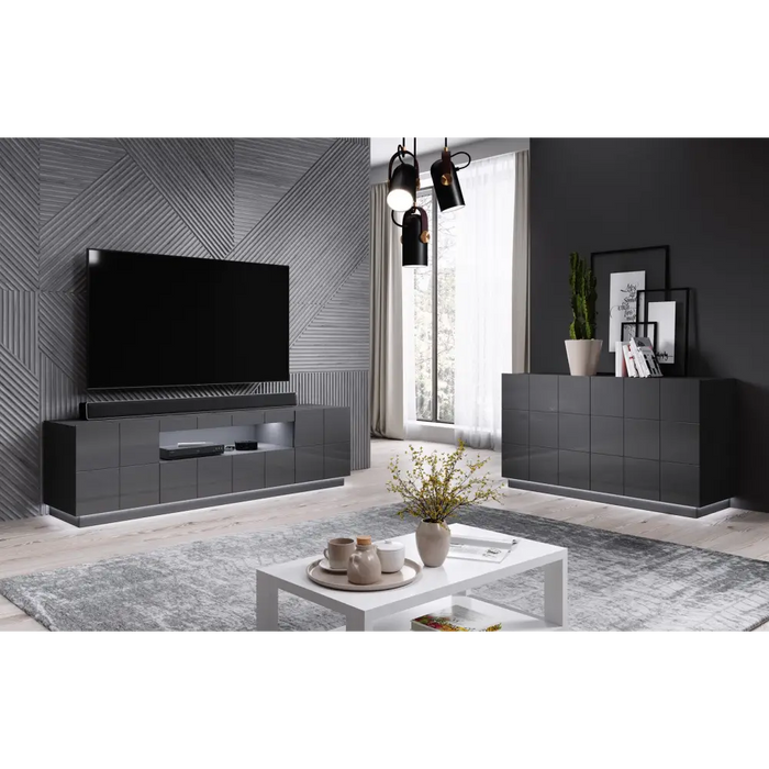Cama sideboard 2D REJA graphite grey gloss/graphite grey gloss - Chests of drawers made of furniture