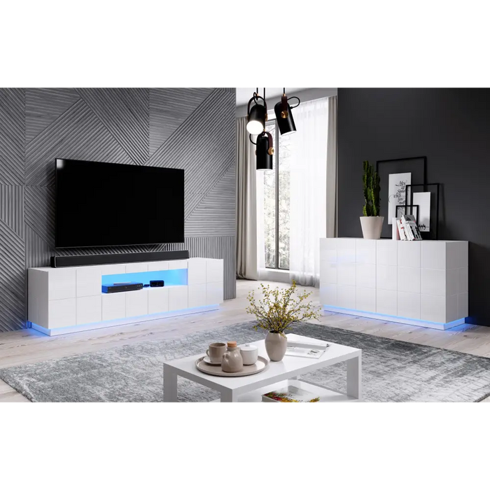 Cama sideboard 2D REJA white gloss/white gloss - Chests of drawers made of furniture boardKOY-ZPM<<<ChestsKOY<<<ActionPL