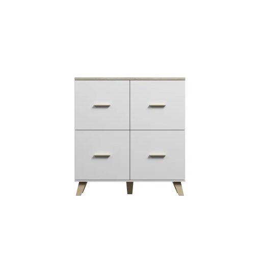 Cama sideboard LOTTA 110 4D white + sonoma oak - Chests of drawers on a wooden baseKOY-DRP<<<ChestsKOY<<<ActionPL