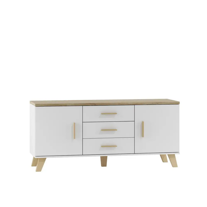 Cama sideboard LOTTA 150 2D3S white + sonoma oak - Chests of drawers on a wooden baseKOY-DRP<<<ChestsKOY<<<ActionPL