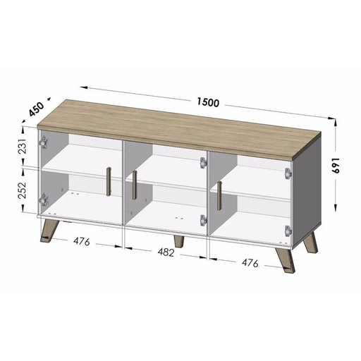 Cama sideboard LOTTA 150 3D wotan oak + mat black - Chests of drawers made of furniture