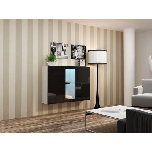 Cama Sideboard VIGO 90/120/38 white/black glossy - Chests of drawers made of furniture