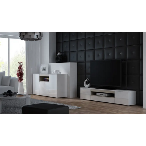 Cama sideboard VIVA 150 white/white gloss + sonoma oak - Chests of drawers made of furniture