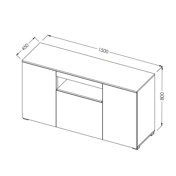 Cama sideboard VIVA 150 white/white gloss + sonoma oak - Chests of drawers made of furniture