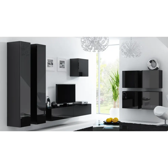Cama Square cabinet VIGO 50/50/30 black/black gloss - Wooden shelvesRGA-DRE<<<ShelvesRGA<<<ActionPL
