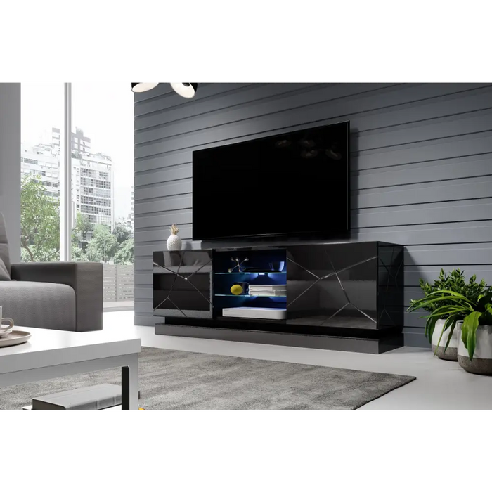 Cama TV cabinet QIU 160 MDF black gloss/black gloss - TV cabinets made of furniture boardSTV-ZPM<<<TV