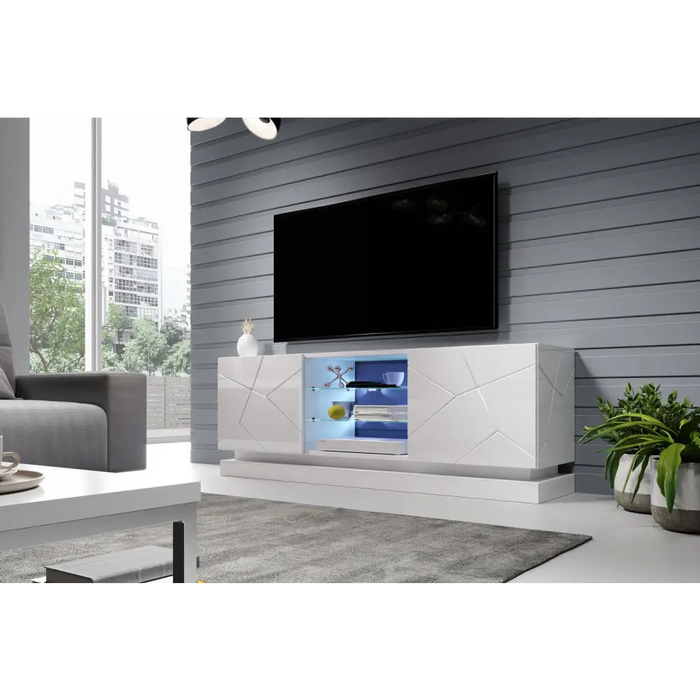 Cama TV cabinet QIU 160 MDF white gloss/white gloss - TV cabinets made of furniture boardSTV-ZPM<<<TV