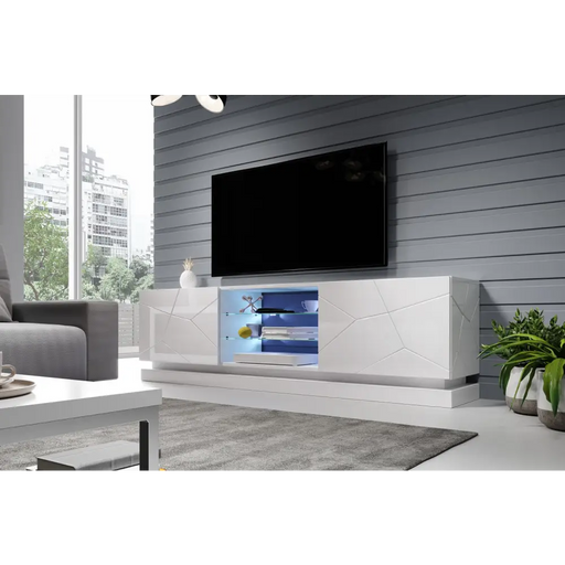 Cama TV cabinet QIU 200 MDF white gloss/white gloss - TV cabinets made of furniture boardSTV-ZPM<<<TV