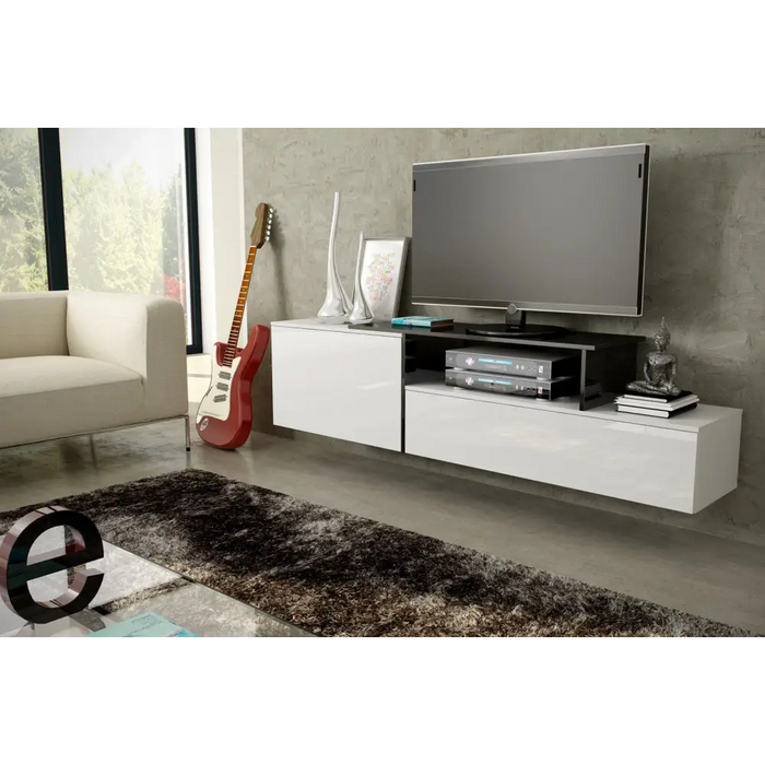 Cama TV cabinet SIGMA 3 180 white/white gloss + black - TV cabinets made of furniture boardSTV-ZPM<<<TV