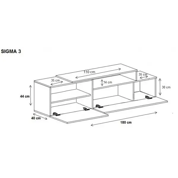 Cama TV cabinet SIGMA 3 180 white/white gloss + black - TV cabinets made of furniture boardSTV-ZPM<<<TV