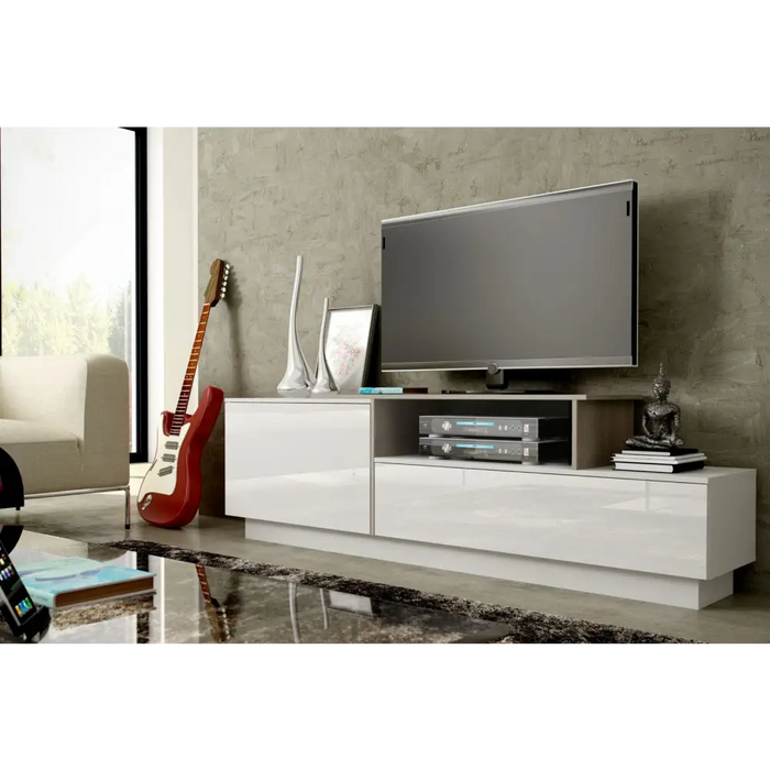Cama TV cabinet SIGMA 3 180 white/white gloss + sonoma oak - TV cabinets made of furniture boardSTV-ZPM<<<TV