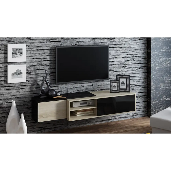 Cama TV cabinet SIGMA1 180 sonoma oak/black gloss - TV cabinets made of furniture boardSTV-ZPM<<<TV