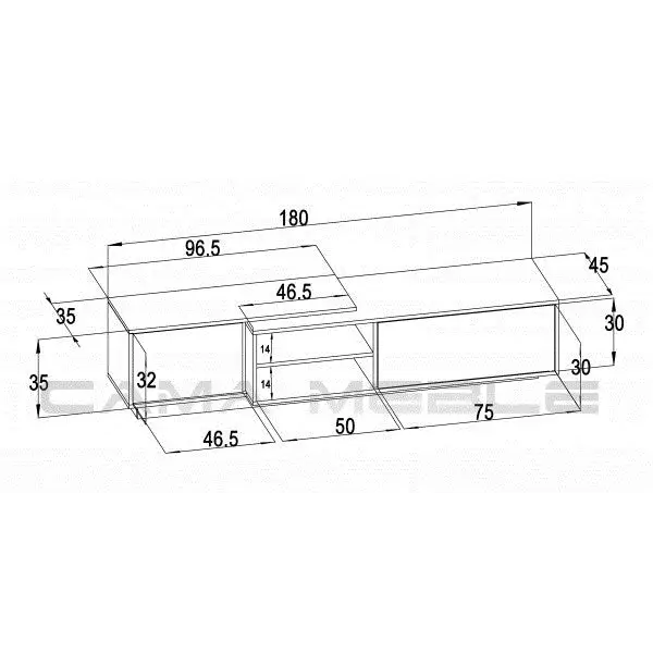 Cama TV cabinet SIGMA1 180 sonoma oak/white gloss - TV cabinets made of furniture boardSTV-ZPM<<<TV