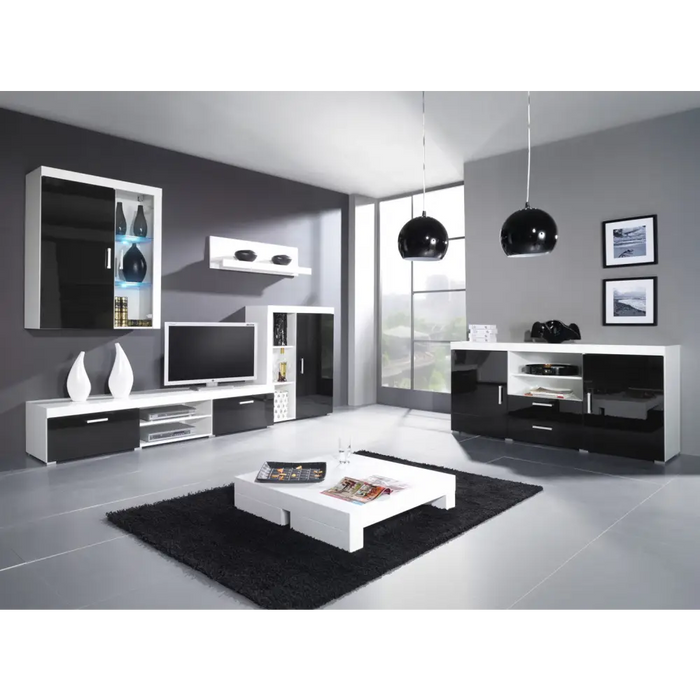 Cama TV stand 200 SAMBA white/black gloss - TV cabinets made of furniture boardSTV-ZPM<<<TV cabinetsSTV<<<ActionPL