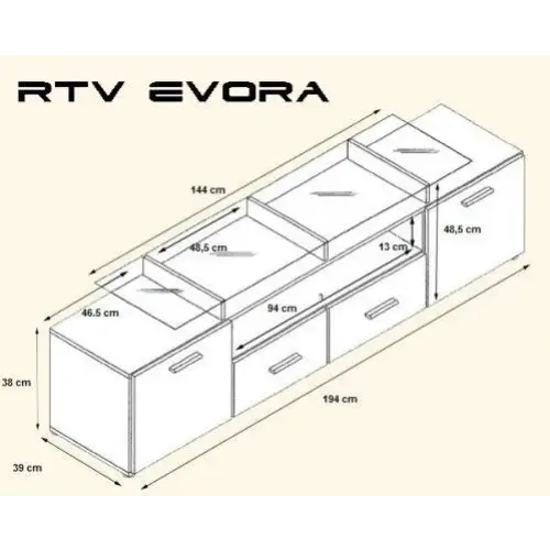 Cama TV stand EVORA 200 black/white gloss - TV cabinets made of furniture boardSTV-ZPM<<<TV cabinetsSTV<<<ActionPL