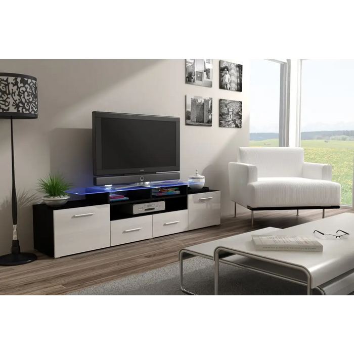 Cama TV stand EVORA 200 black/white gloss - TV cabinets made of furniture boardSTV-ZPM<<<TV cabinetsSTV<<<ActionPL