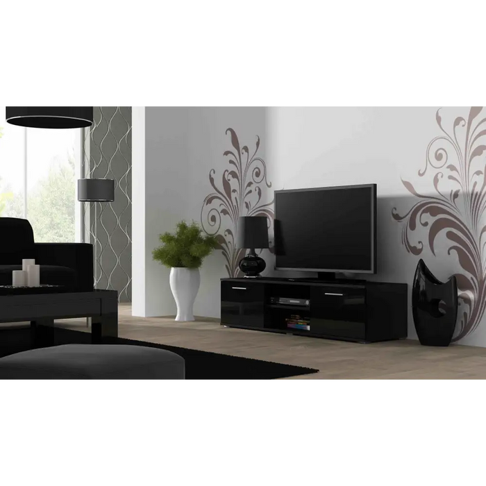 Cama TV stand SOHO 140 black/black gloss - TV cabinets made of furniture boardSTV-ZPM<<<TV cabinetsSTV<<<ActionPL